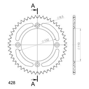 Rear ALU sprocket SUPERSPROX RAL-898:48-BLK black 48T, 428