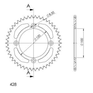 Rear ALU sprocket SUPERSPROX RAL-998:46-BLK black 46T, 428