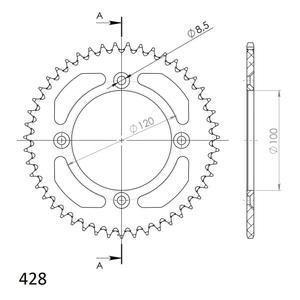 Rear ALU sprocket SUPERSPROX RAL-998:47-BLK black 47T, 428