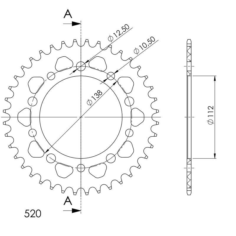 Rear ALU sprocket SUPERSPROX black 40T, 520