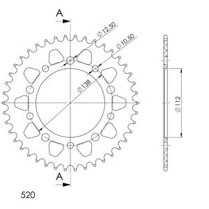 Rear ALU sprocket SUPERSPROX RAL-1303:41-BLK black 41T, 520