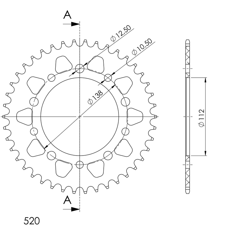 Rear ALU sprocket SUPERSPROX black 41T, 520