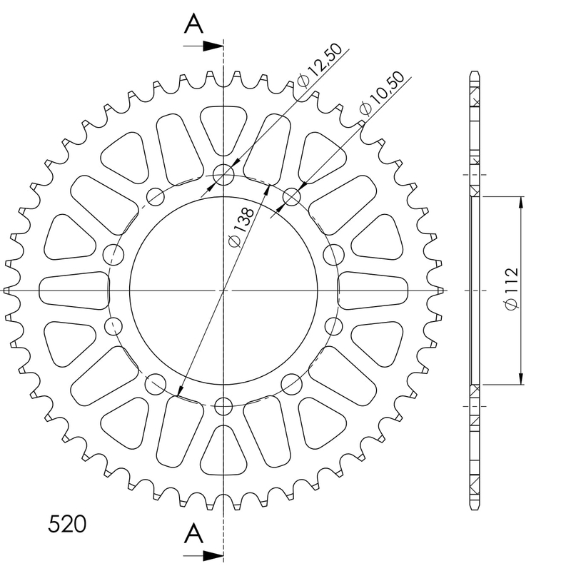 Rear ALU sprocket SUPERSPROX black 50T, 520