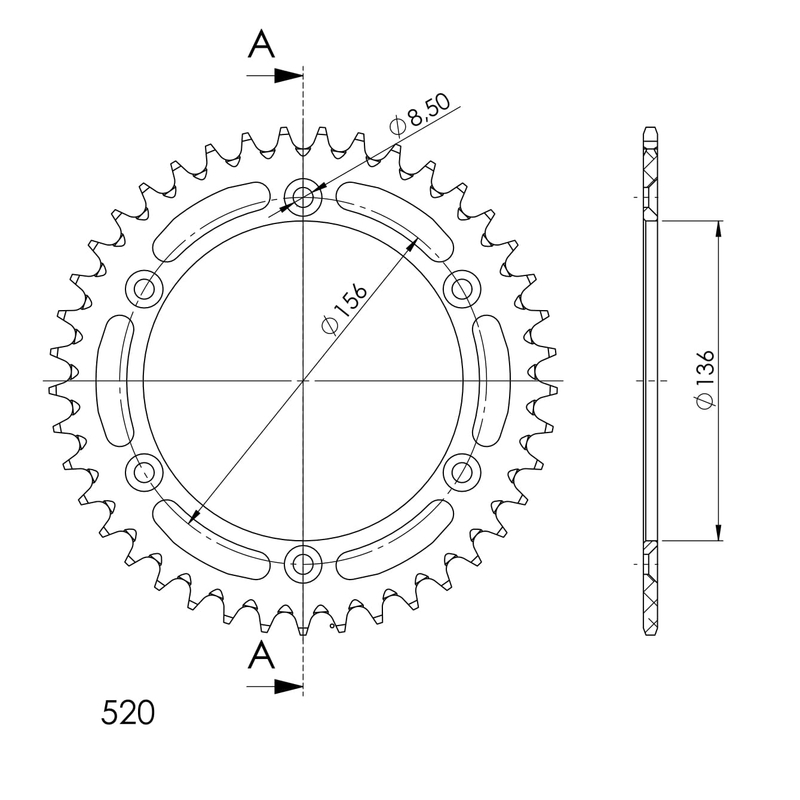Rear ALU sprocket SUPERSPROX black 41T, 520