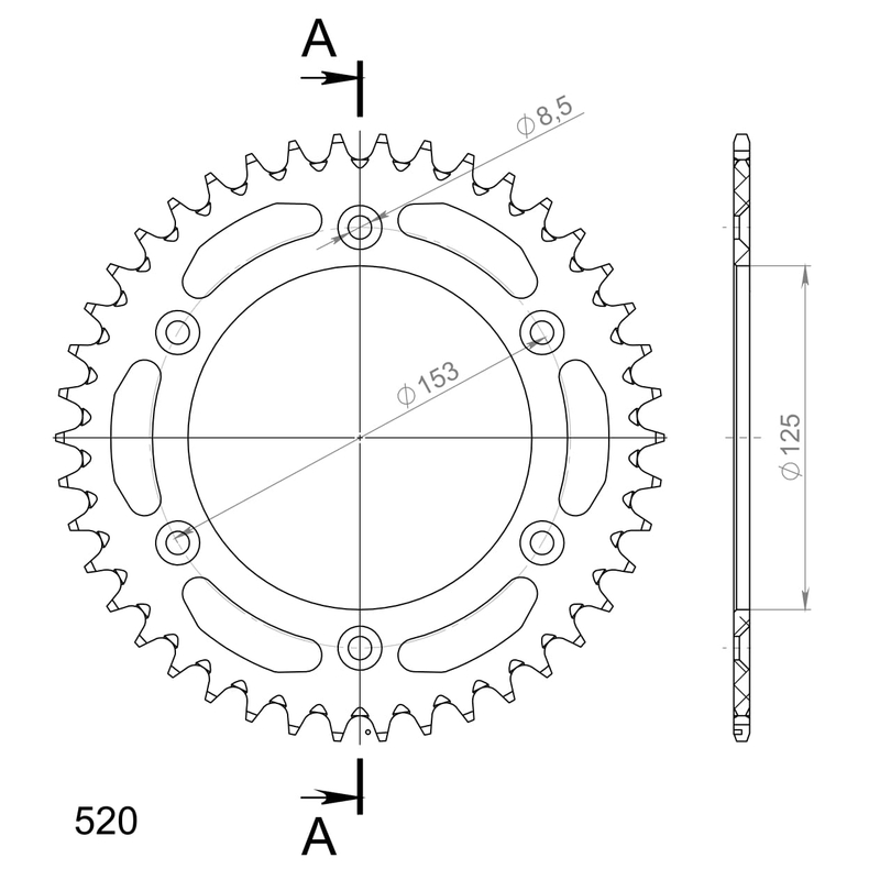 Rear ALU sprocket SUPERSPROX black 42T, 520