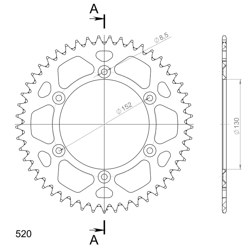 Rear ALU sprocket SUPERSPROX black 49T, 520