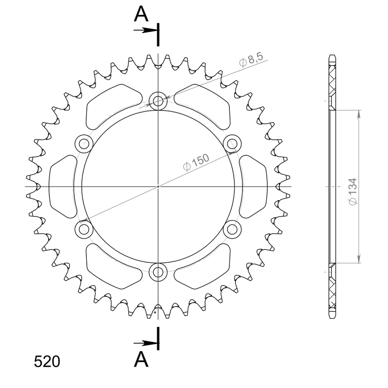 Rear ALU sprocket SUPERSPROX black 44T, 520 wyprzedaż