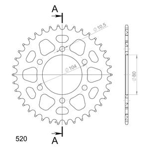 Rear ALU sprocket SUPERSPROX RAL-478:38-BLK black 38T, 520
