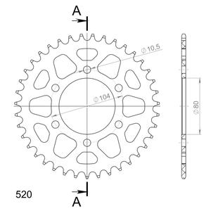 Rear ALU sprocket SUPERSPROX RAL-478:39-BLK black 39T, 520