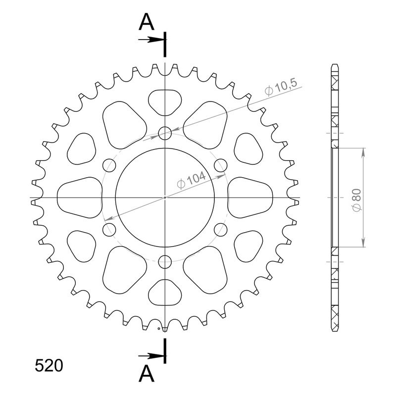 Rear ALU sprocket SUPERSPROX black 41T, 520