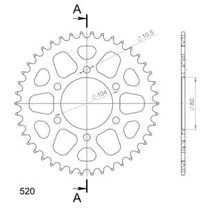 Rear ALU sprocket SUPERSPROX RAL-478:42-BLK black 42T, 520
