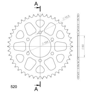 Rear ALU sprocket SUPERSPROX RAL-478:46-BLK black 46T, 520
