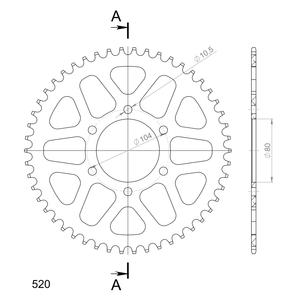 Rear ALU sprocket SUPERSPROX RAL-478:50-BLK black 50T, 520