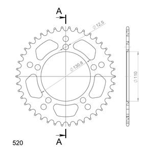 Rear ALU sprocket SUPERSPROX RAL-7_520:42-BLK black 42T, 520