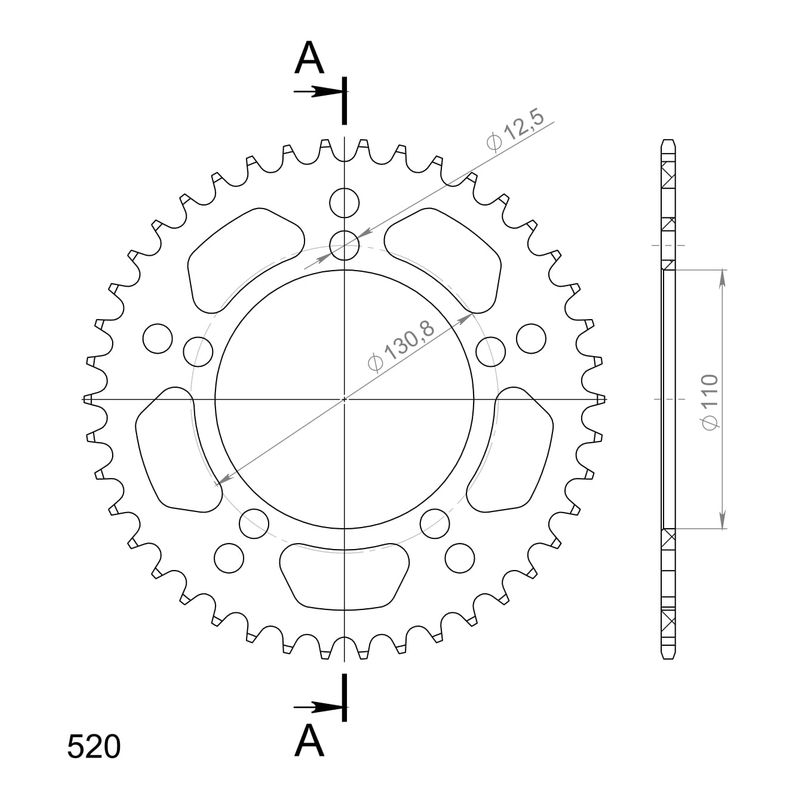 Rear ALU sprocket SUPERSPROX black 42T, 520
