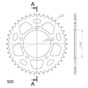 Rear ALU sprocket SUPERSPROX RAL-703:42-BLK black 42T, 520