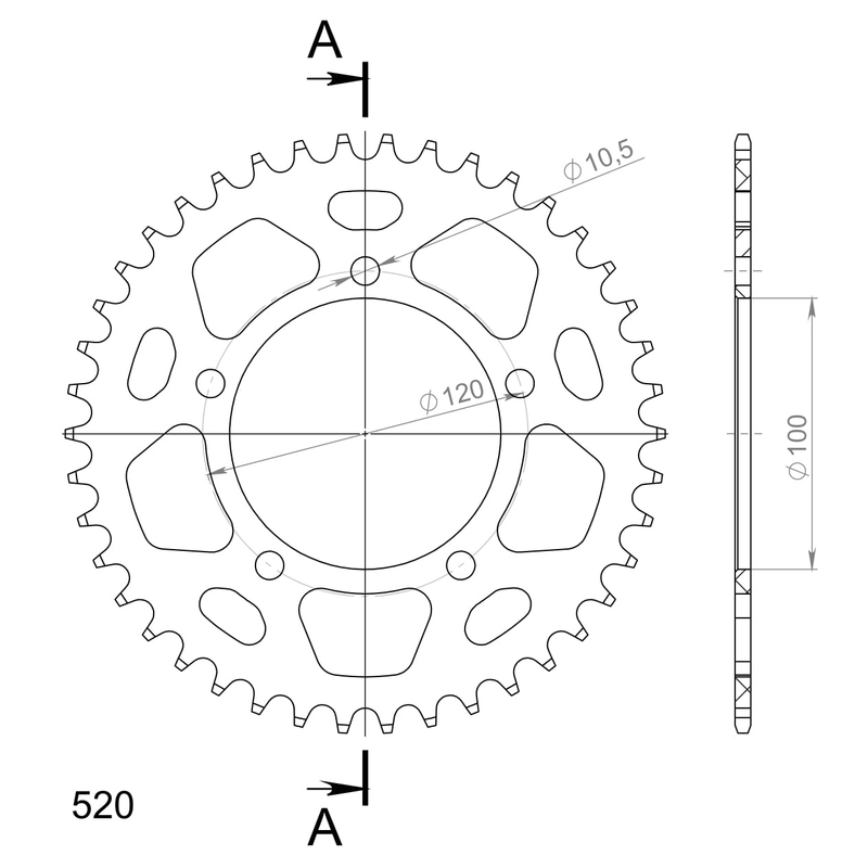 Rear ALU sprocket SUPERSPROX black 42T, 520