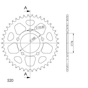 Rear ALU sprocket SUPERSPROX RAL-7091:41-BLK black 41T, 520