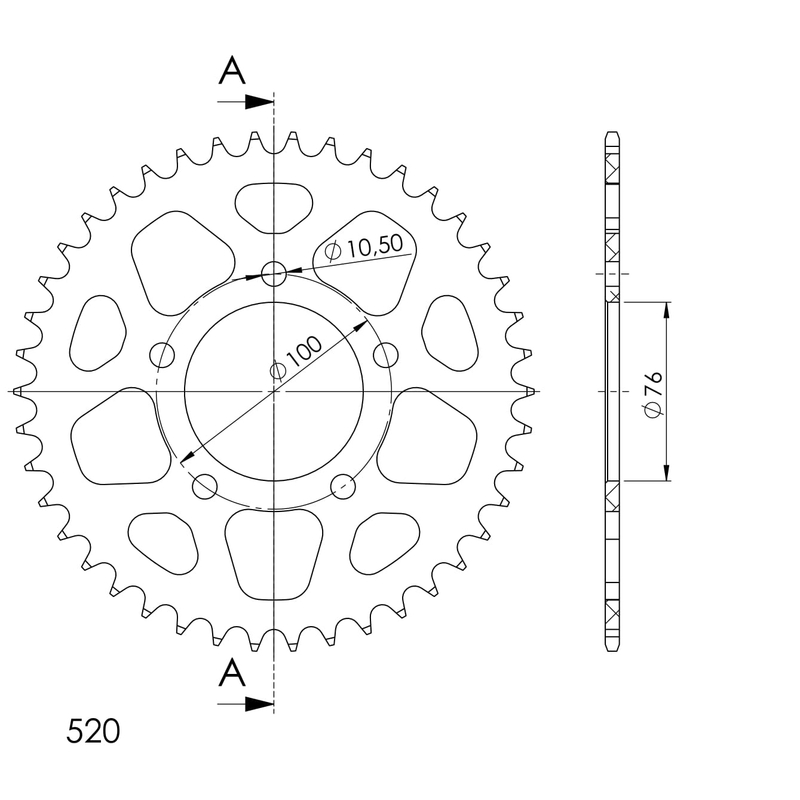 Rear ALU sprocket SUPERSPROX black 41T, 520