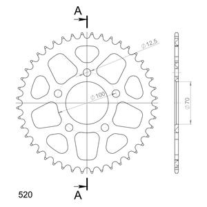 Rear ALU sprocket SUPERSPROX RAL-728:44-BLK black 44T, 520