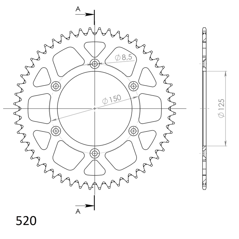 Rear ALU sprocket SUPERSPROX orange 49T, 520