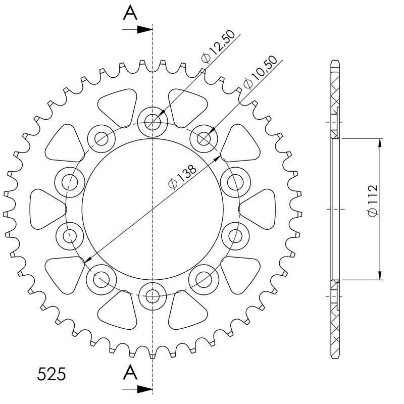 Rear ALU sprocket SUPERSPROX black 45T, 525
