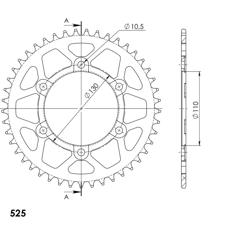 Rear ALU sprocket SUPERSPROX black 45T, 525 wyprzedaż