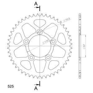 Rear ALU sprocket SUPERSPROX RAL-807:48-BLK black 48T, 525