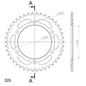 Rear ALU sprocket SUPERSPROX RAL-899:42-BLK black 42T, 525