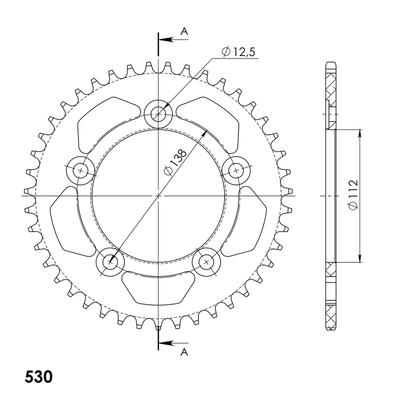 Rear ALU sprocket SUPERSPROX black 43T, 530