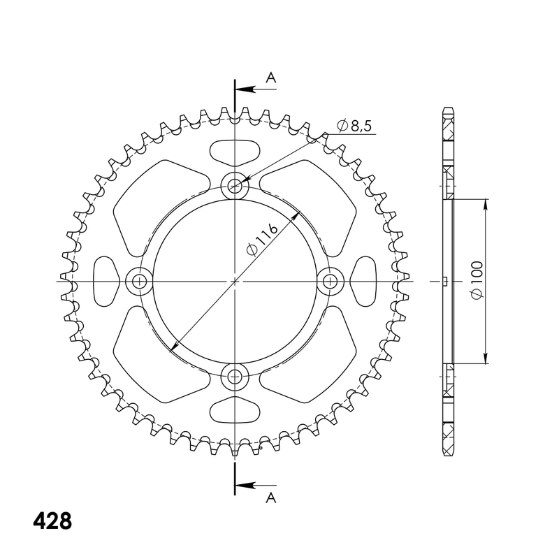 Rear ALU sprocket SUPERSPROX black