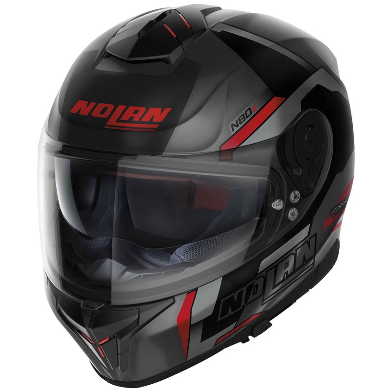 Kask motocyklowy integralny Nolan N80-8 Wanted N-com matowy czarno-czerwony