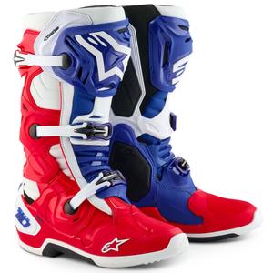 Buty motocyklowe Alpinestars Tech 10 Limited Edition FORTITUDE w kolorze biało-niebiesko-czerwonym
