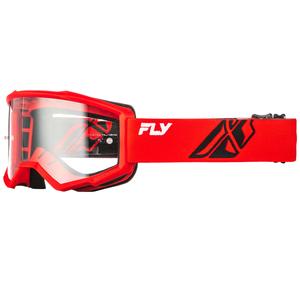 Gogle motocrossowe Fly Racing Focus w kolorze czerwono-czarnym z przezroczystym pleksiglasem