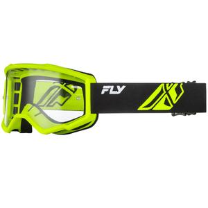 Okulary motocrossowe Fly Racing Focus w kolorze czarno-fluo-zielonym z przezroczystym pleksiglasem