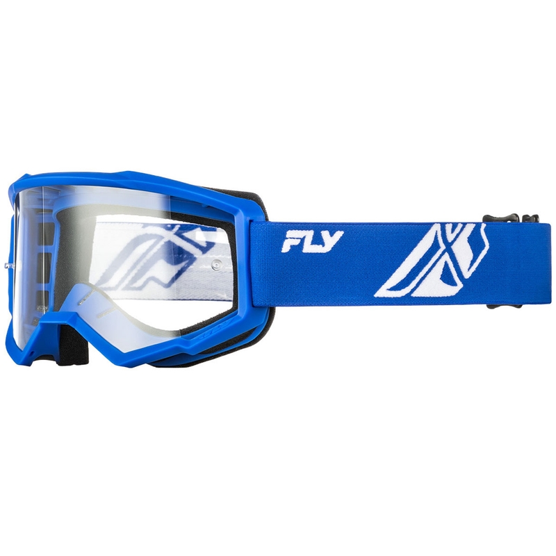 Okulary motocrossowe dziecięce FLY Racing Focus niebiesko-białe z przezroczystym pleksiglasem
