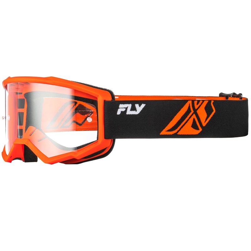 Okulary motocrossowe dziecięce FLY Racing Focus czarno-pomarańczowe II z przezroczystym pleksiglasem