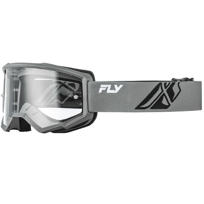 Gogle motocrossowe Fly Racing Focus II dla dzieci, szaro-czarne z przezroczystymi szkłami