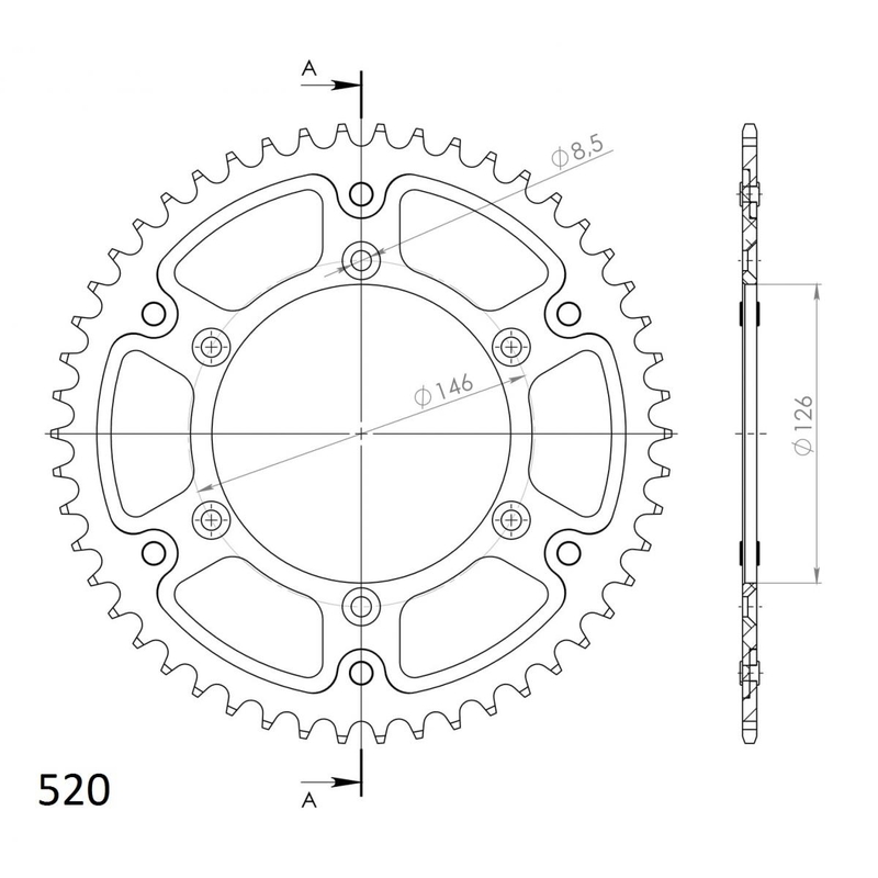 Rear sprocket SUPERSPROX STEALTH black 50T, 520
