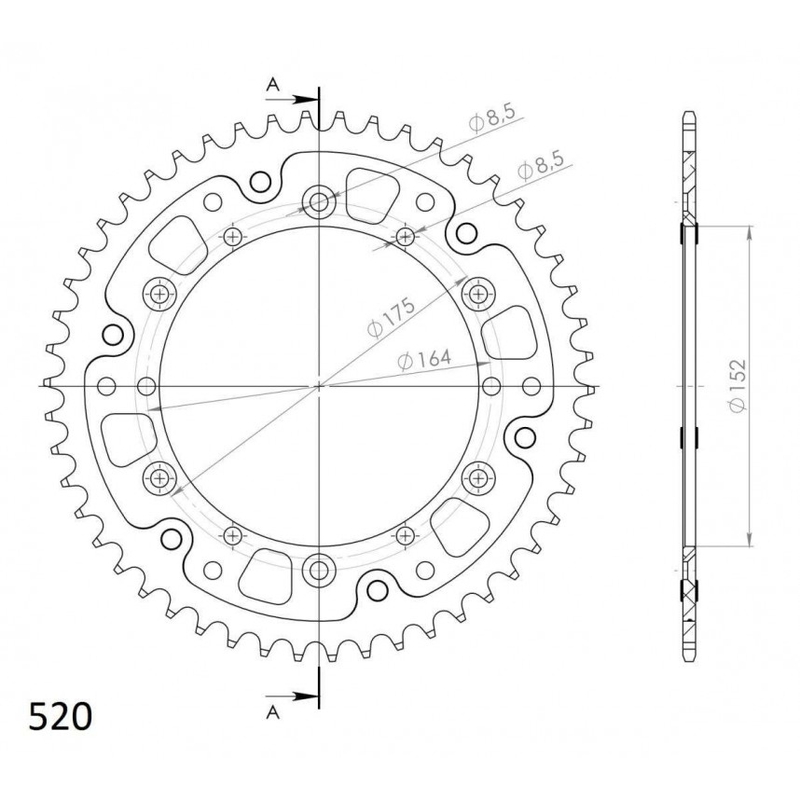 Rear sprocket SUPERSPROX STEALTH orange 44T, 525