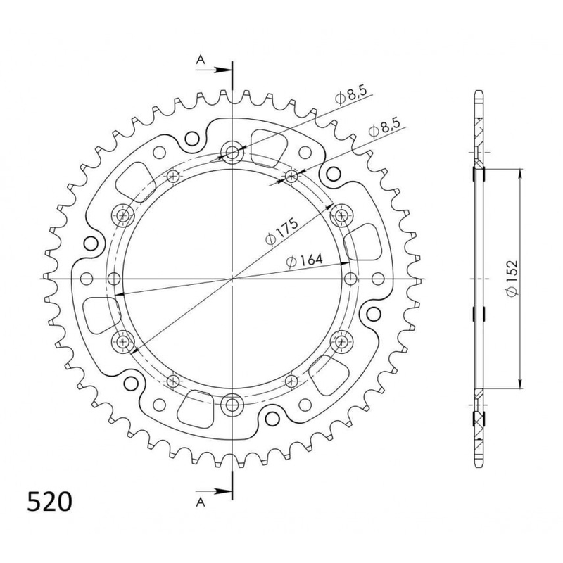 Rear sprocket SUPERSPROX STEALTH black 45T, 525