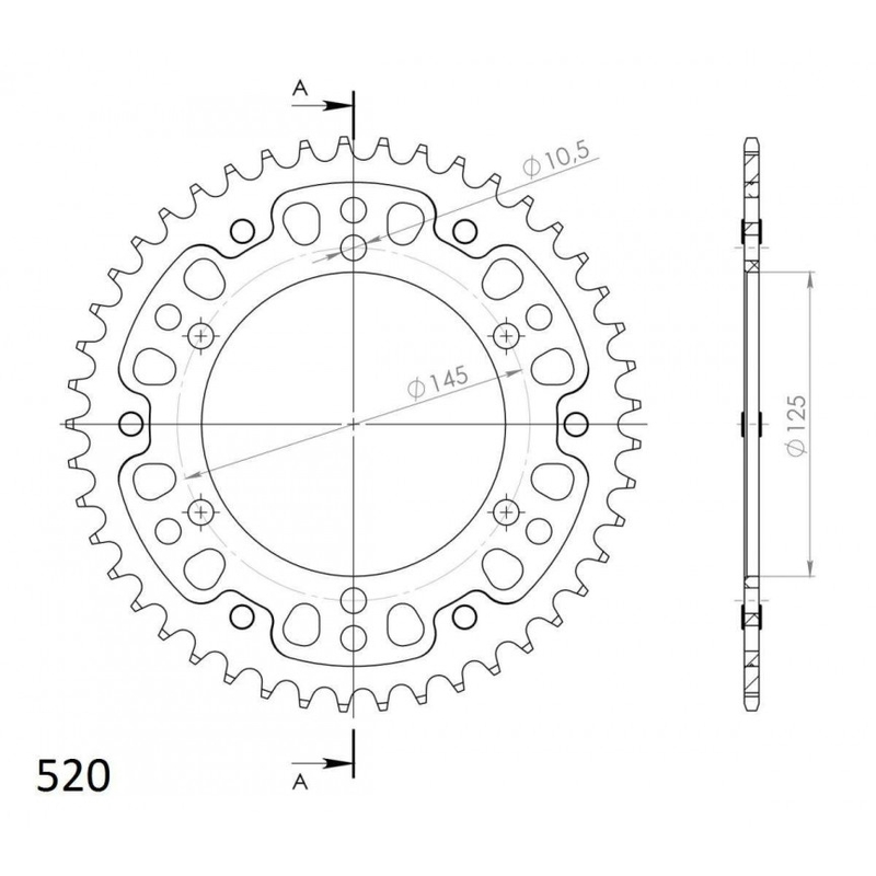 Rear sprocket SUPERSPROX STEALTH gold 52T, 525