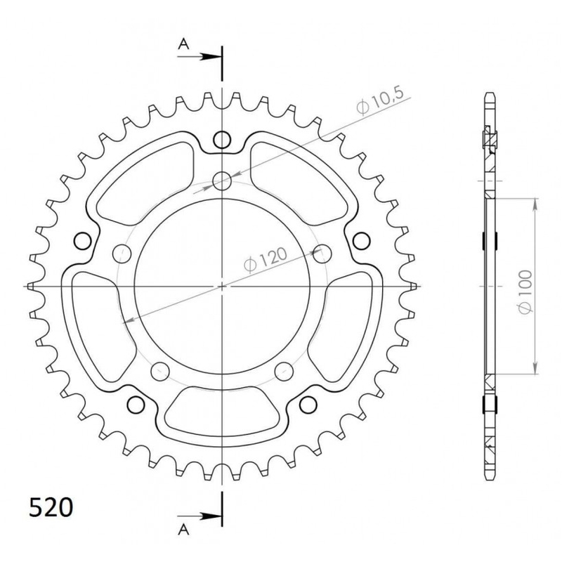 Rear sprocket SUPERSPROX STEALTH black 42T, 520