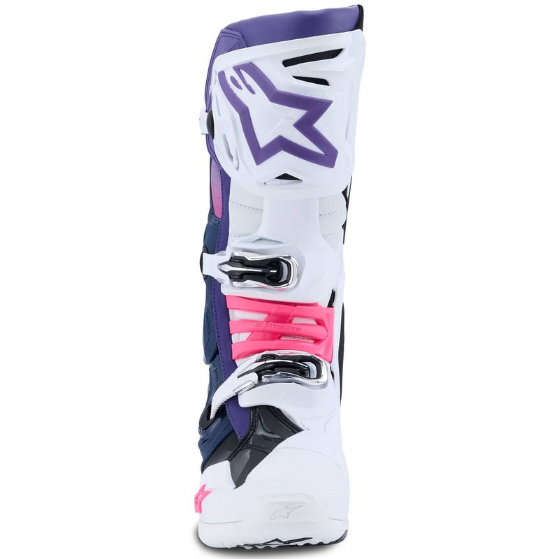 Buty motocyklowe Alpinestars Tech 10 biało-fioletowo-niebiesko-fluo-różowe