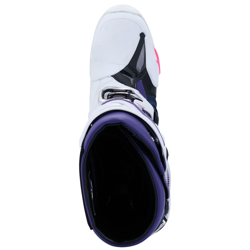 Buty motocyklowe Alpinestars Tech 10 biało-fioletowo-niebiesko-fluo-różowe