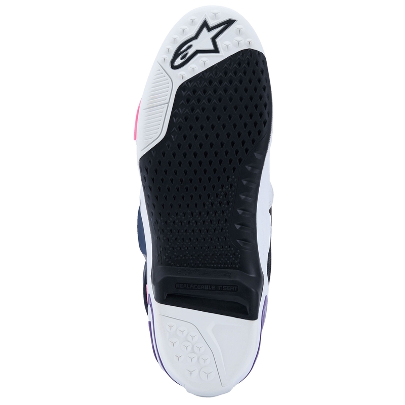 Buty motocyklowe Alpinestars Tech 10 biało-fioletowo-niebiesko-fluo-różowe