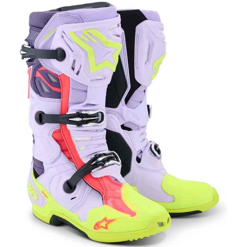 Buty motocyklowe Alpinestars Tech 10 Supervented w kolorze fioletowo-fluo-żółto-różowym