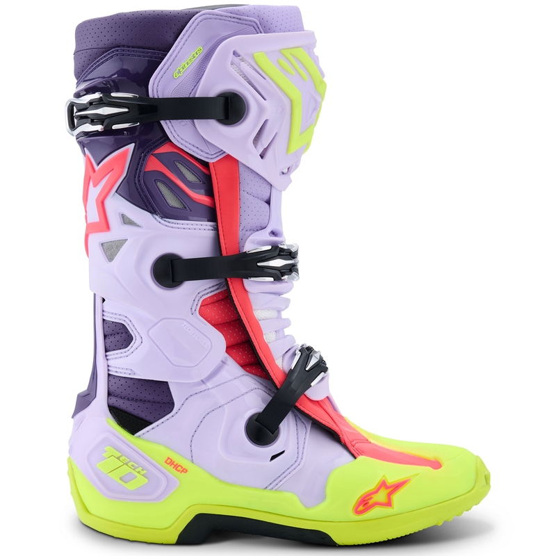 Buty motocyklowe Alpinestars Tech 10 Supervented w kolorze fioletowo-fluo-żółto-różowym