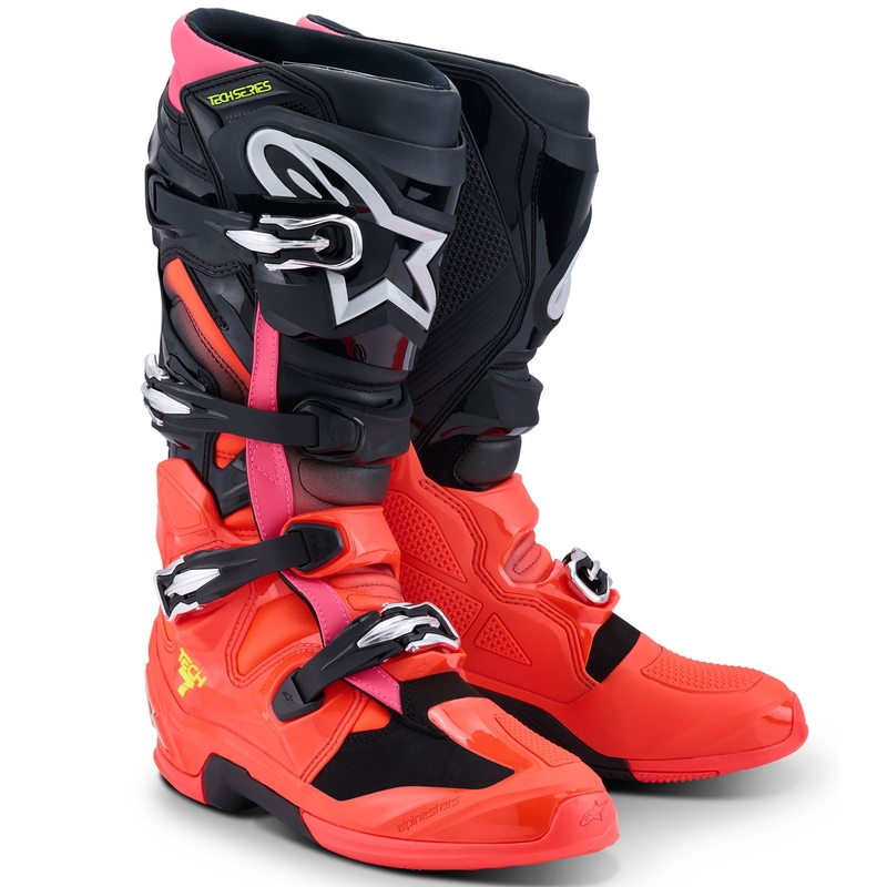 Buty motocyklowe Alpinestars Tech 7 czarno-fluo czerwono-fluo różowo
