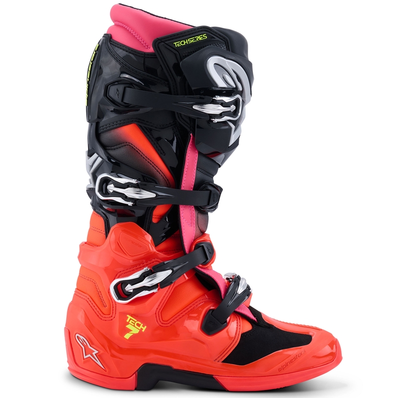 Buty motocyklowe Alpinestars Tech 7 czarno-fluo czerwono-fluo różowo